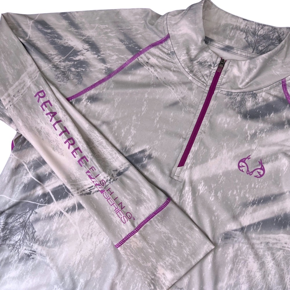 RealTree Fishing by Colosseum Womens ProSeries‎ 1/4 Quarter Zip L/S Shirt XXL